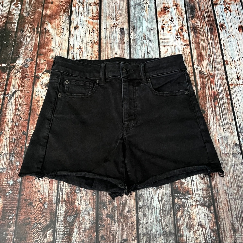 American Eagle Black Denim Cut Off Shorts